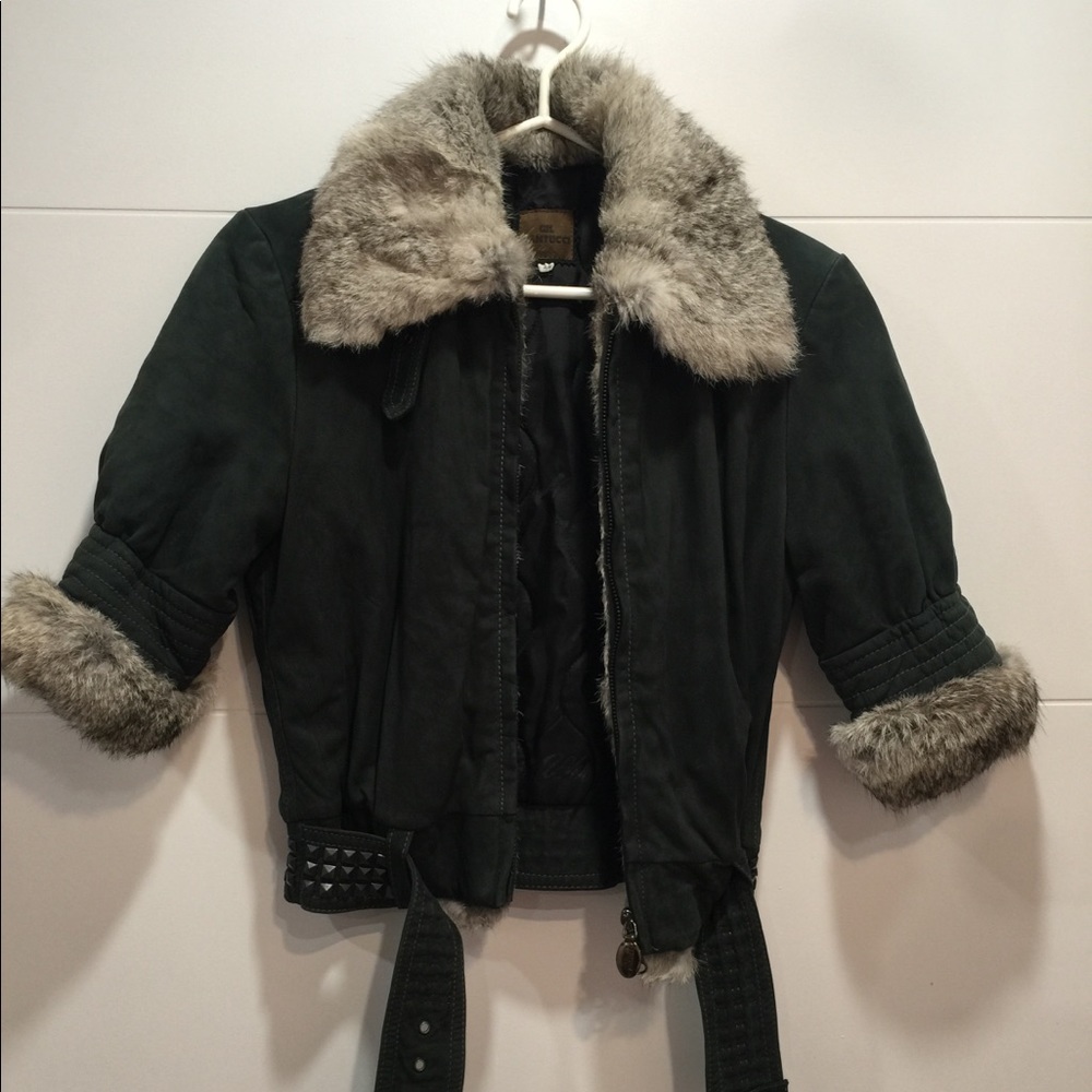 Genuine suede and rabbit fur jacket
